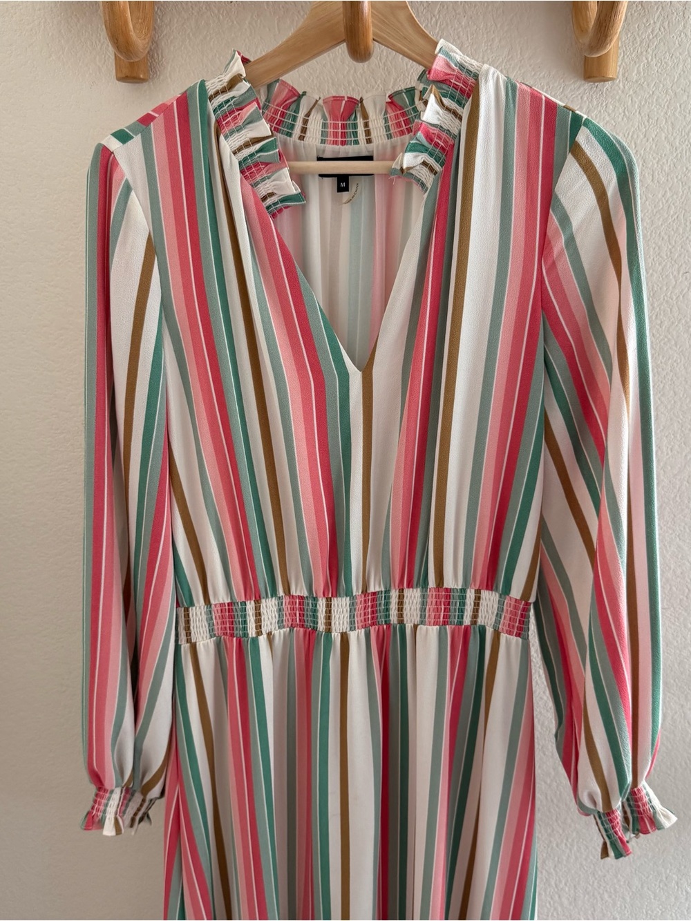 1.State multicoloured striped high low midi dress Size M boho summer